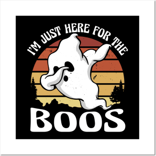 I'm Just Here for the Boos // Funny Dabbing Ghost Halloween Posters and Art